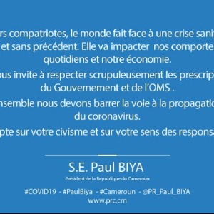 CAMEROUN : Message du président Paul Biya