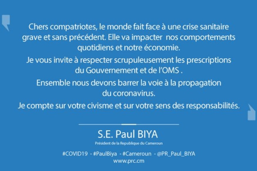 CAMEROUN : Message du président Paul Biya